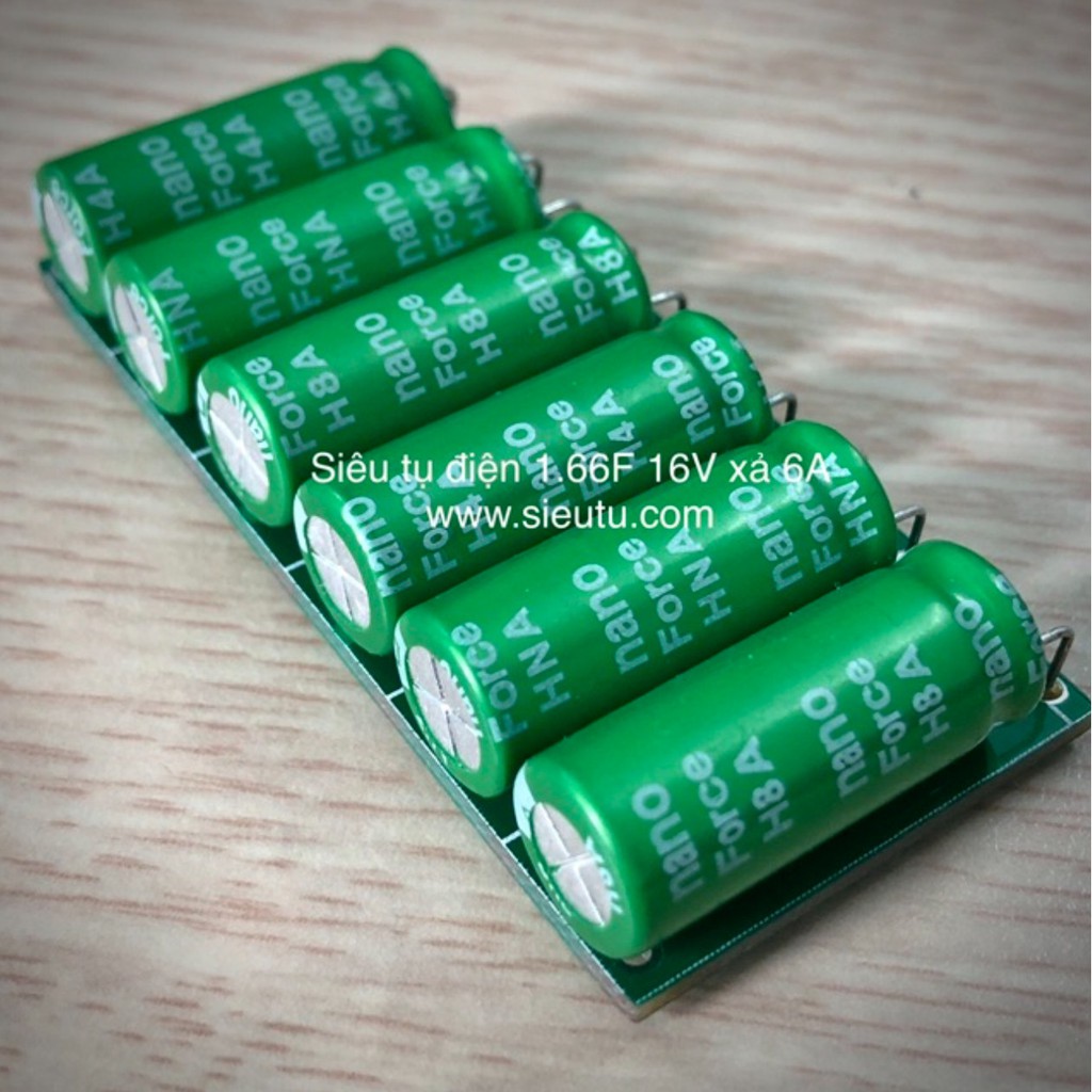Siêu tụ điện 16V 1.66F dòng xả 6A hỗ trợ khởi động xe và lọc điện