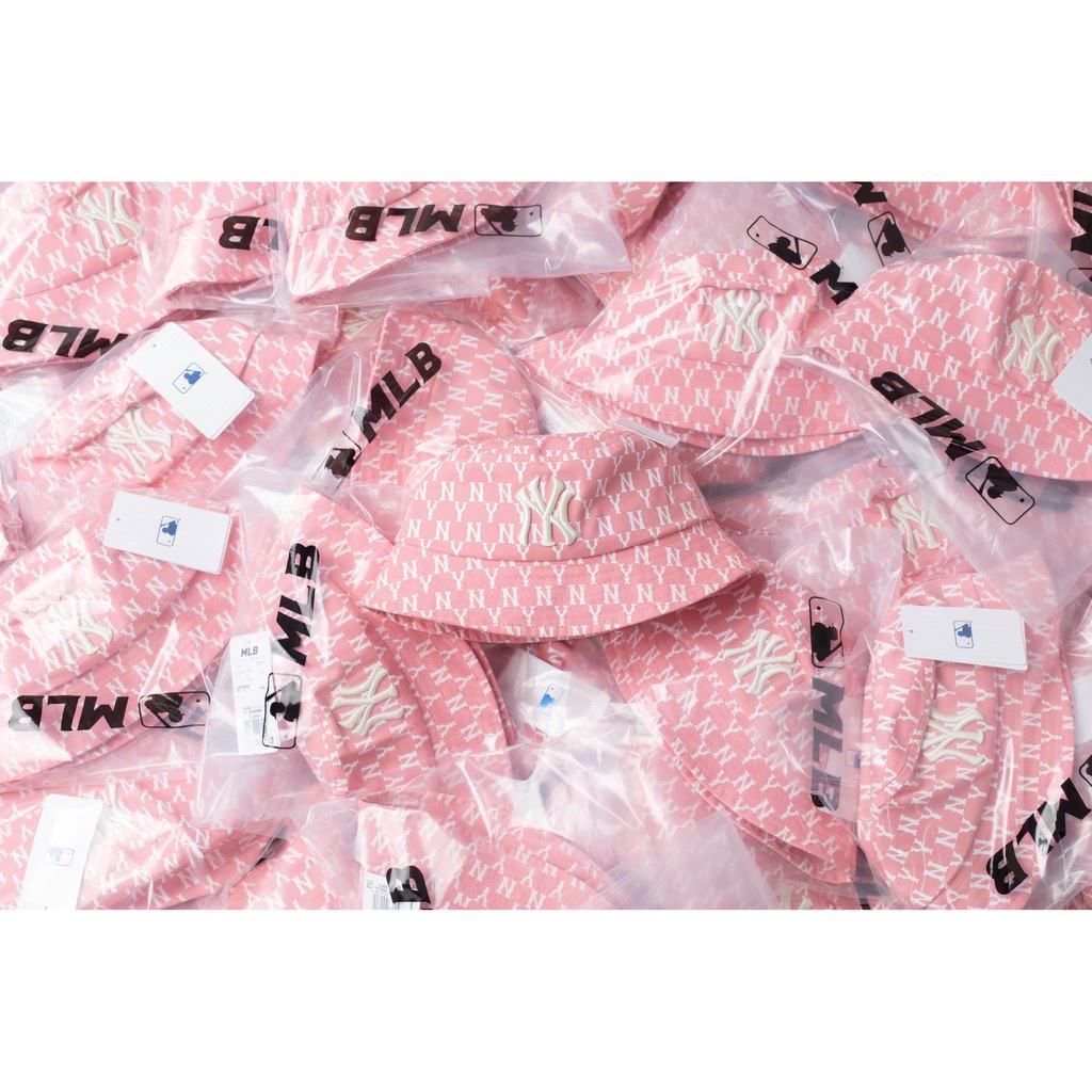 [FREESHIP] [GIÁ SHOCK] NÓN BUCKET MONOGRAM NEWYORK YANKEES CHẤT VẢI COTTON CAO CẤP, NÓN THỜI TRANG ML12B90 MÀU HỒNG
