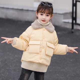 Áo phao phối cổ lông cho bé
