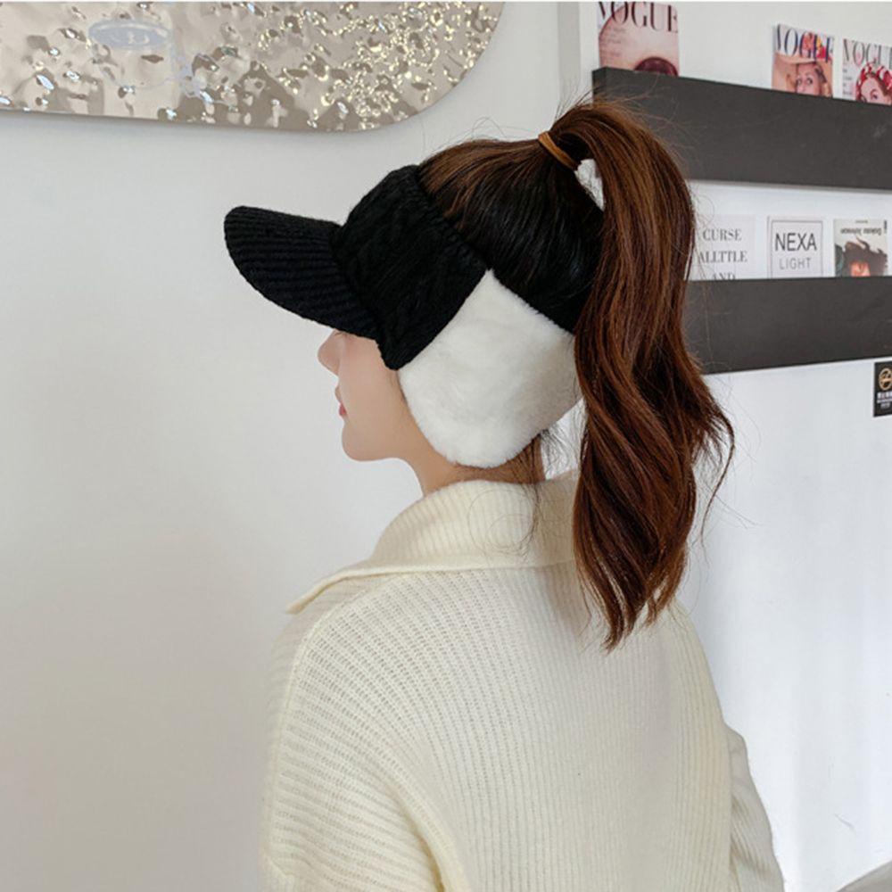 Lay Mũ Lưỡi Trai Hở Chóp Dệt Kim Pha Trộn Thời Trang