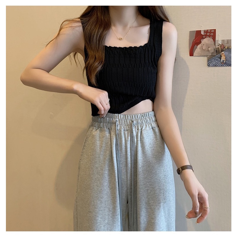 Áo hai dây dệt kim ZHELIHANGFEI dáng ngắn độc đáo thời trang quyến rũ cho nữ