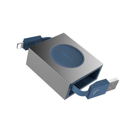 Cáp Lightning ROCK RCB0547 dây rút 80cm (Vàng)