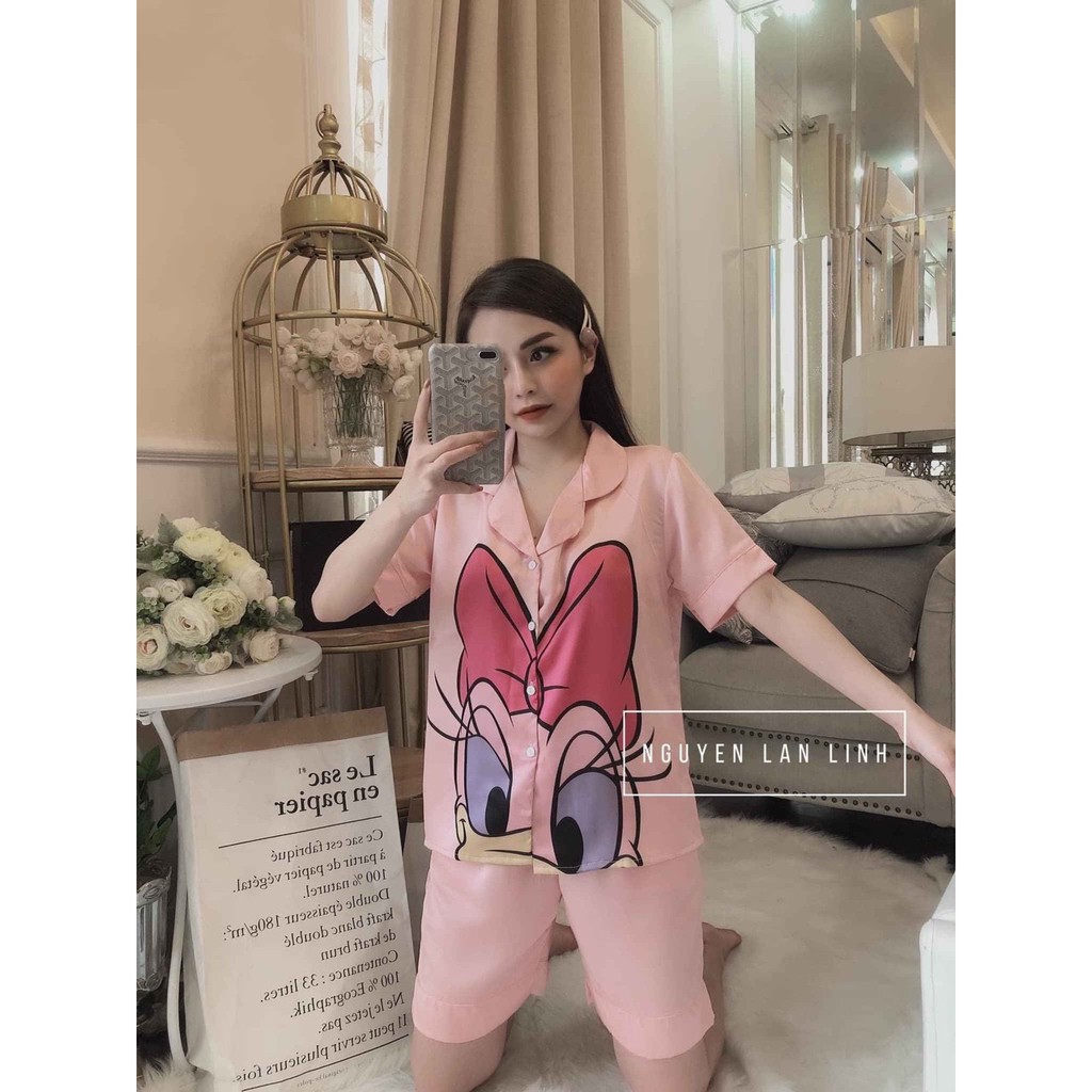 Đồ bộ🍓Bộ ngủ lụa satin cao cấp kẻ xanh hàng hot