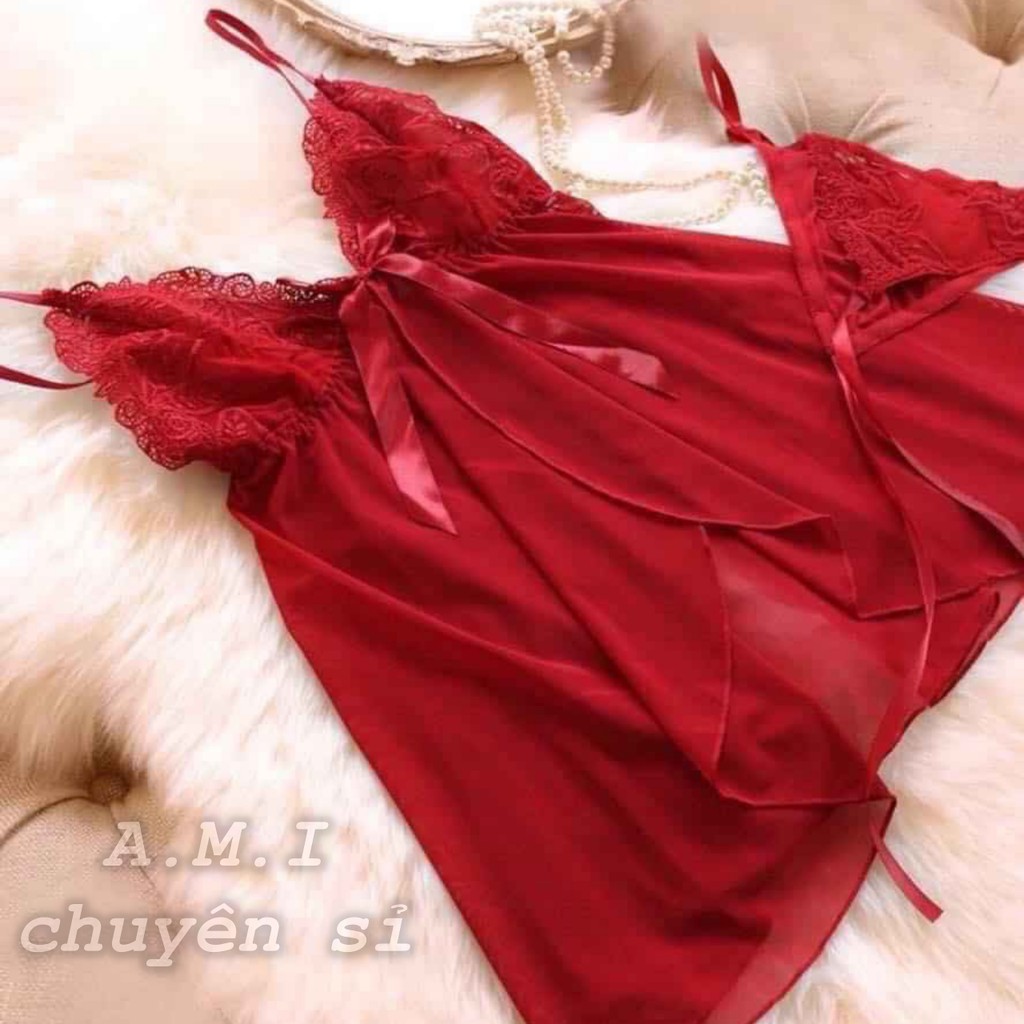 Váy ngủ voan kèm quần ren FREESHIP váy ngủ quảng châu sexy cao cấp