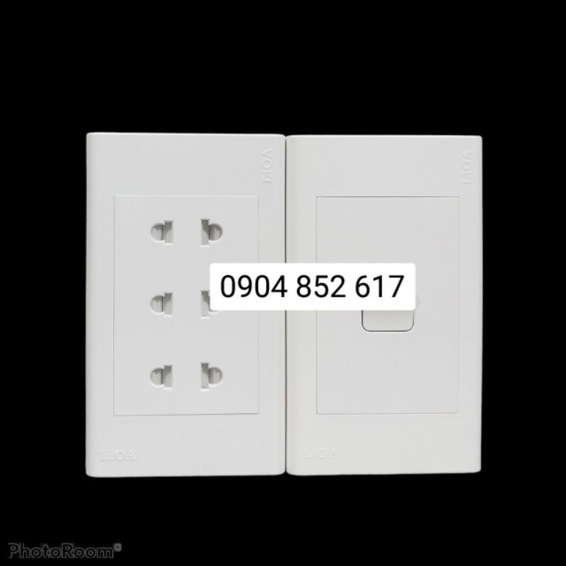Combo ổ cắm điện ba 2 chấu LiOA 16A 3520W + 1 công tắc điện - Lắp nổi
