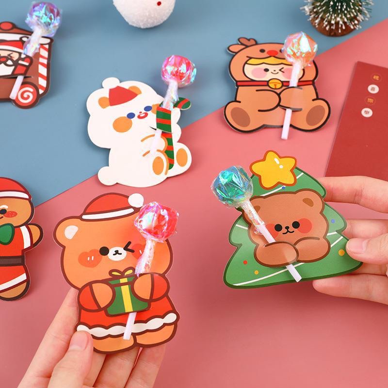 Set 5 mô hình trang trí kẹo mút lolipop chủ đề Giáng sinh Noel xmas