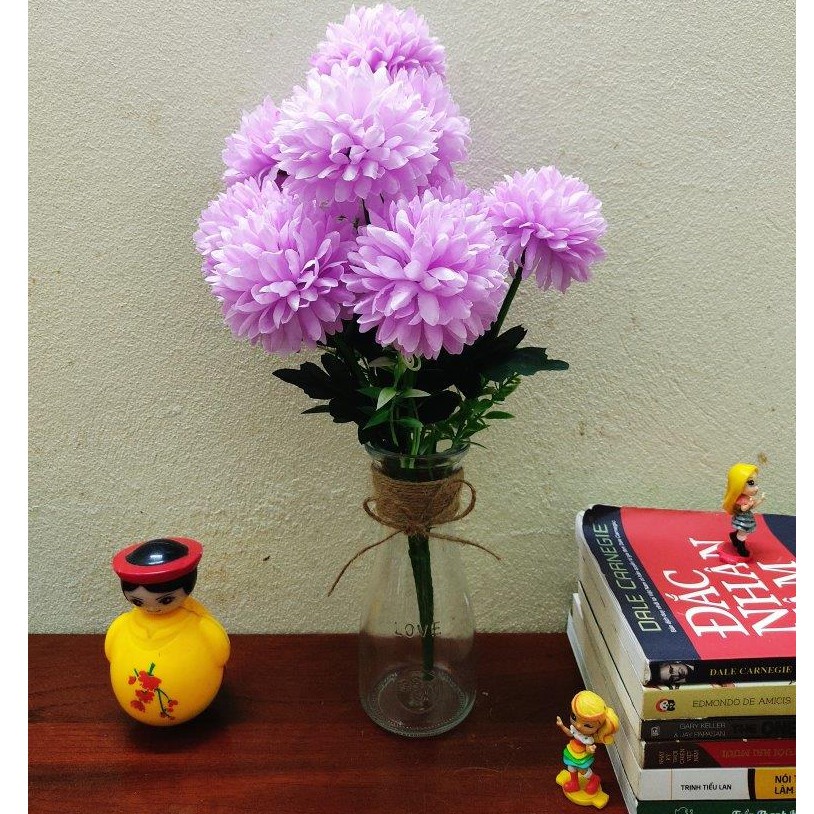 10 bông hoa giả Bồ công anh trên một cành- Hoa cẩm tú cầu, cúc ping pong- trang trí tết, văn phòng, gia đình