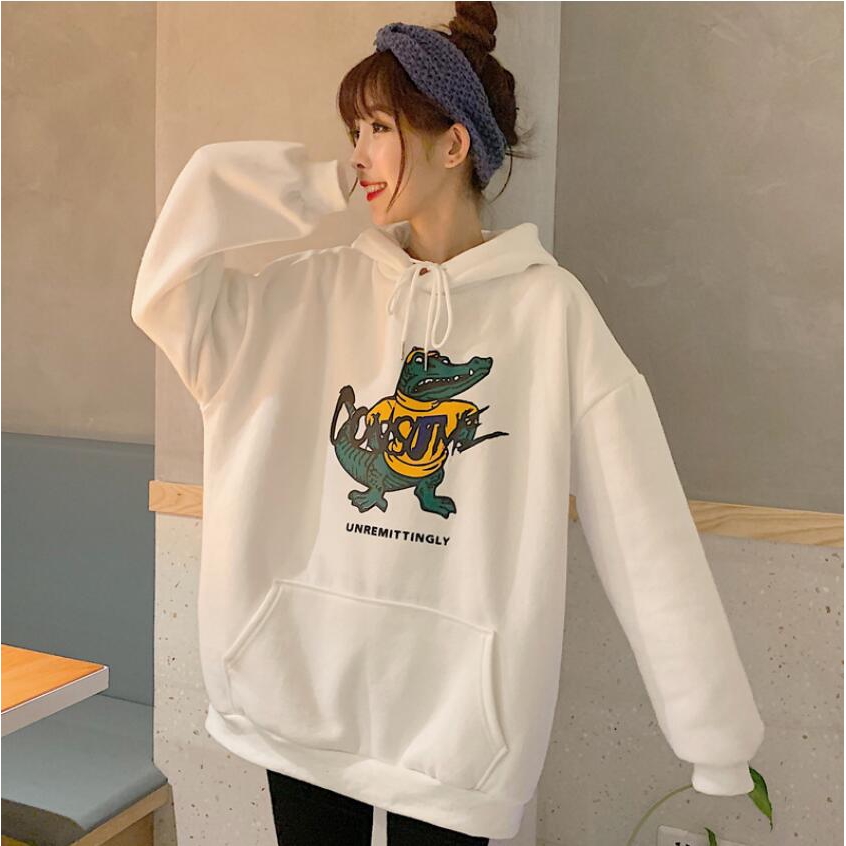 unisex Korean fashion hooded sweater dinosaur print simple style casual | BigBuy360 - bigbuy360.vn