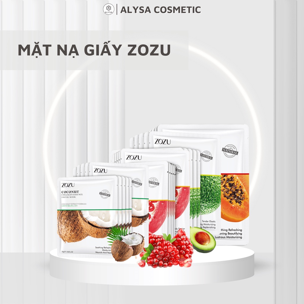 Mặt nạ giấy ZOZU giúp da trắng sáng, căng bóng, mask chiết xuất từ thiên nhiên, mặt nạ dưỡng ẩm, giảm nhờn
