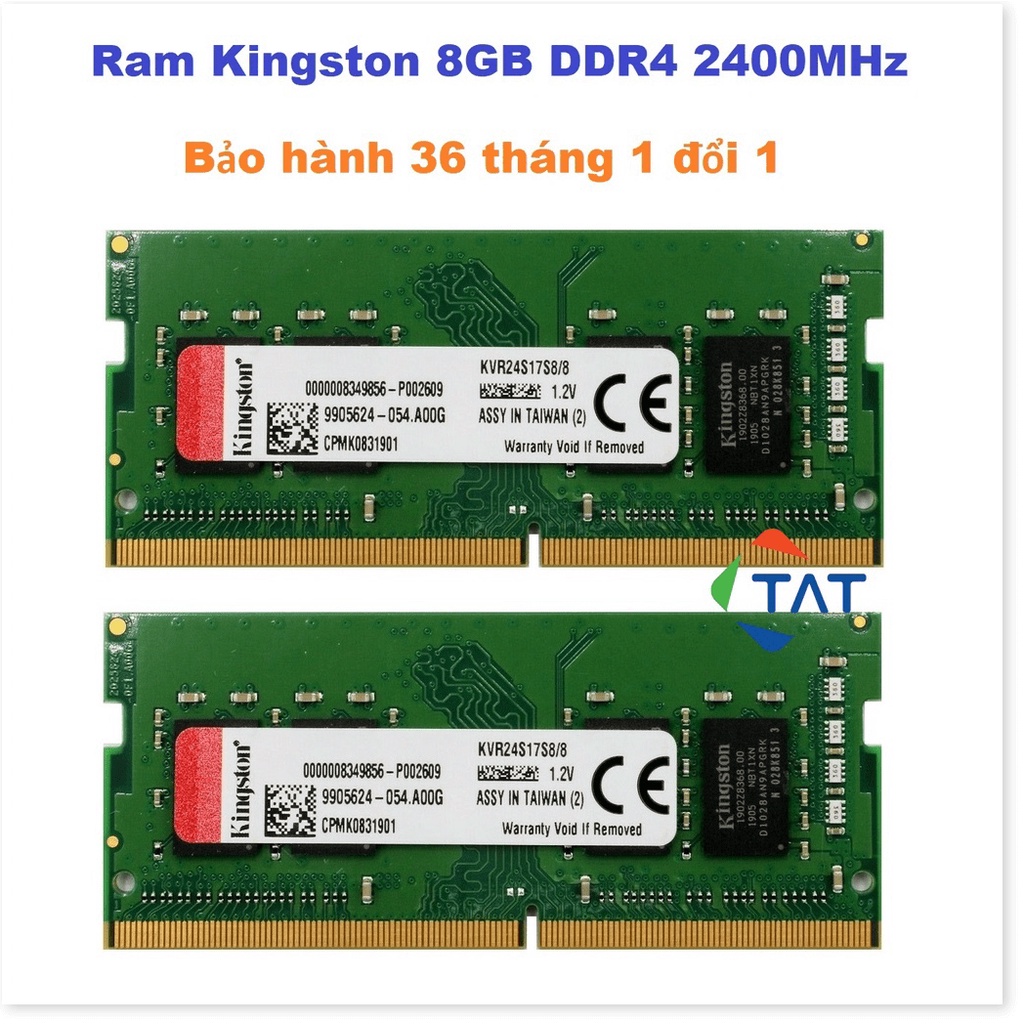 💦 Ram Laptop Kingston 8GB DDR4 2400MHz Chính Hãng (Mới bảo hành 36 tháng 1 đổi 1)