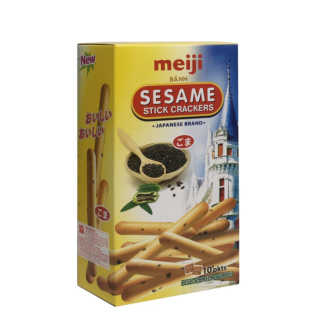 [HÀNG NHẬP KHẨU] Bánh Que Rắc Mè Meiji Sesame Stick Crackers Nhật Bản 290g