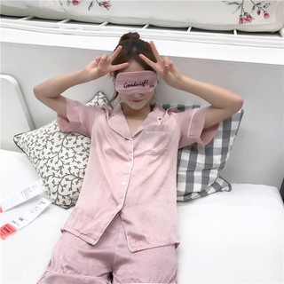 Bộ ngủ lụa hồng trơn