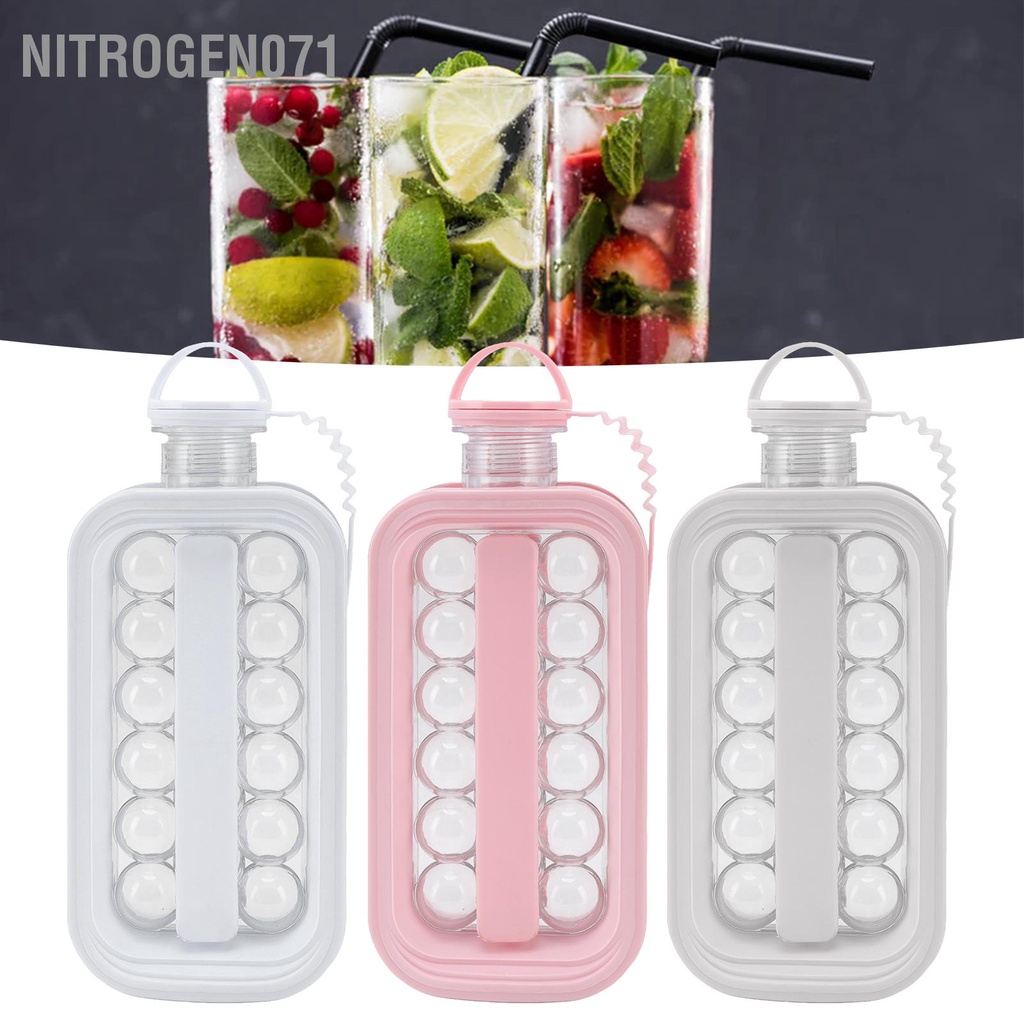 ❤️ Nitrogen071 Khay làm đá viên tròn, thạch bi thông minh có nắp đậy Máy làm đá có thể gập lại Ấm đun nước bằng nhựa silicon di động Khuôn chai để sử dụng tại nhà