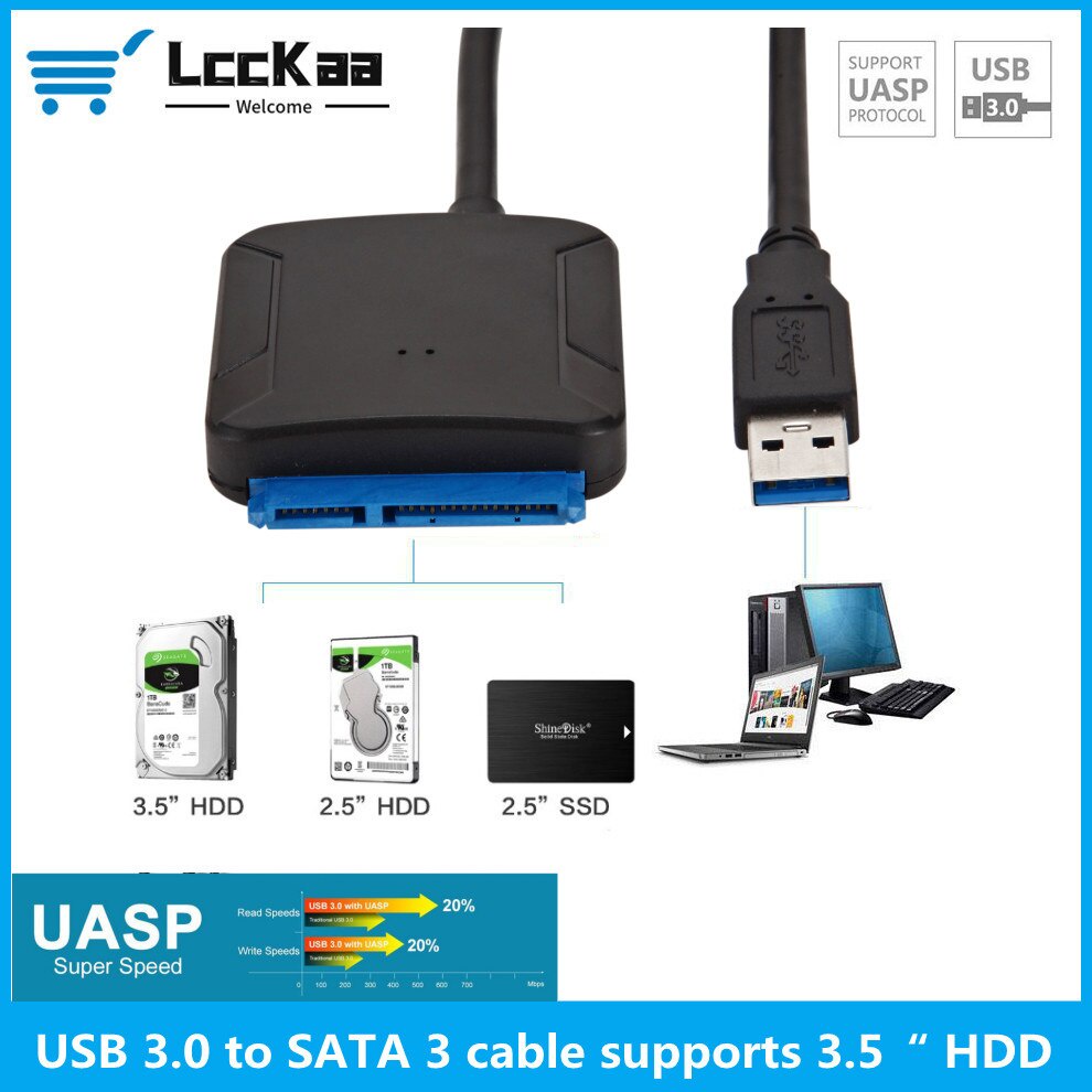 Dây Cáp Chuyển Đổi USB 3.0 Sang SATA 3 2.5/3.5 Inch Cho Ổ Cứng HDD SSD