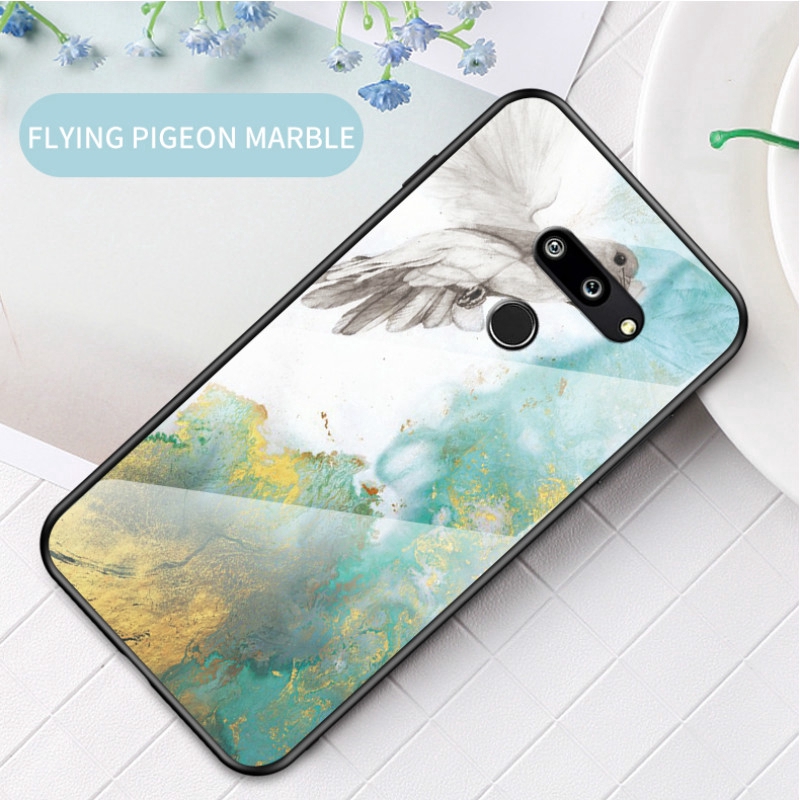 Ốp điện thoại kính cường lực họa tiết vân đá cho LG G8 THINQ G5 G6