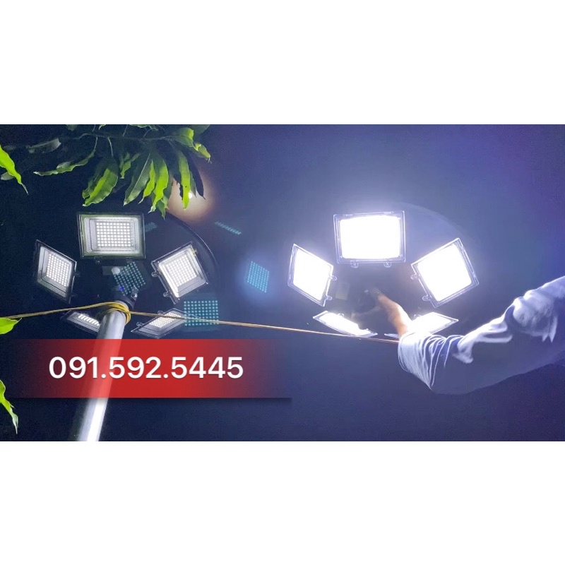 Đèn Năng Lượng Mặt Trời Sân Vườn, Đèn Công Viên UF0 500w 8 ô kép. Sáng Liên Tục. Đèn Dĩa Bay UFO