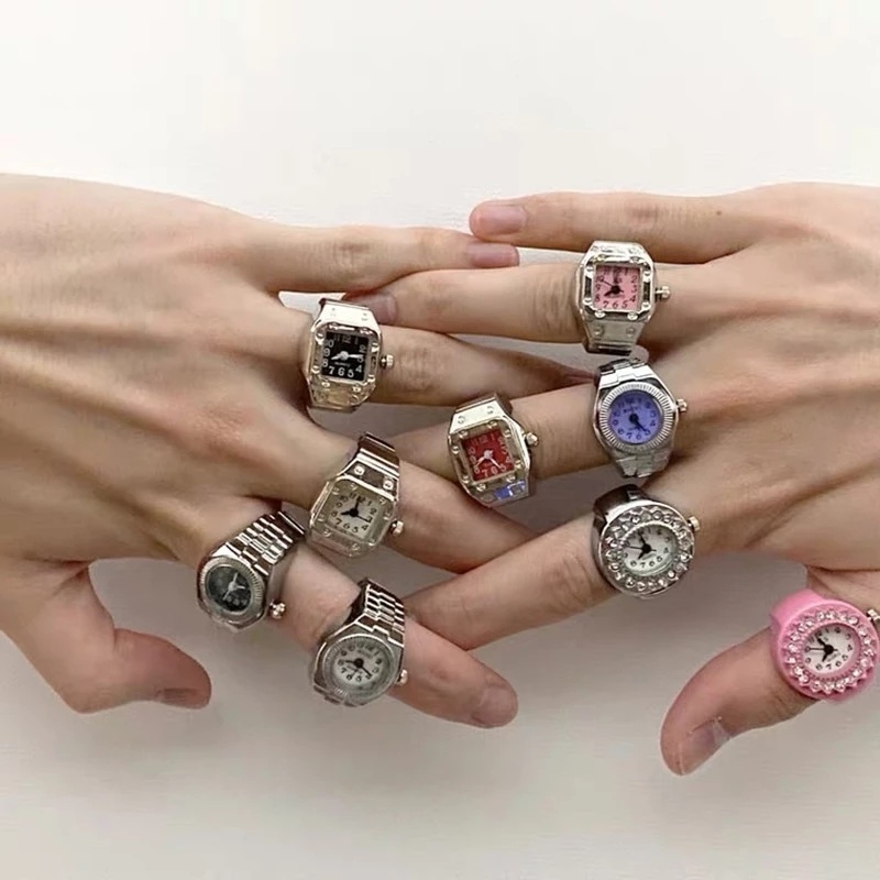 1 Nhẫn Đồng Hồ Đeo Tay Co Giãn Kiểu Vintage Thời Trang Unisex