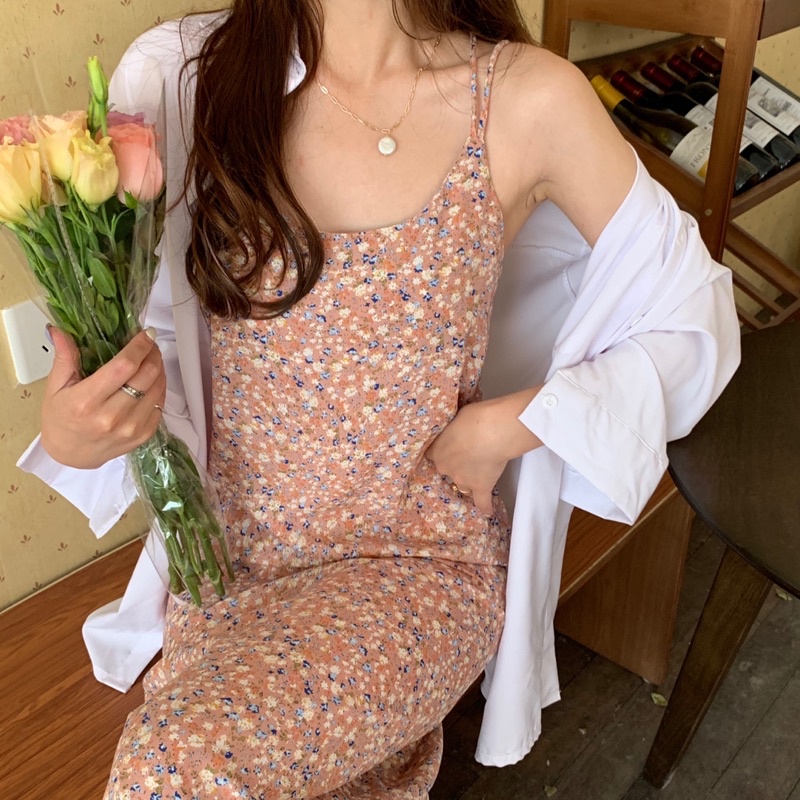 VÁY HAI DÂY HOA NHÍ ĐẦM HAI DÂY HOA NHÍ DÀI QUAI CÁCH ĐIỆU