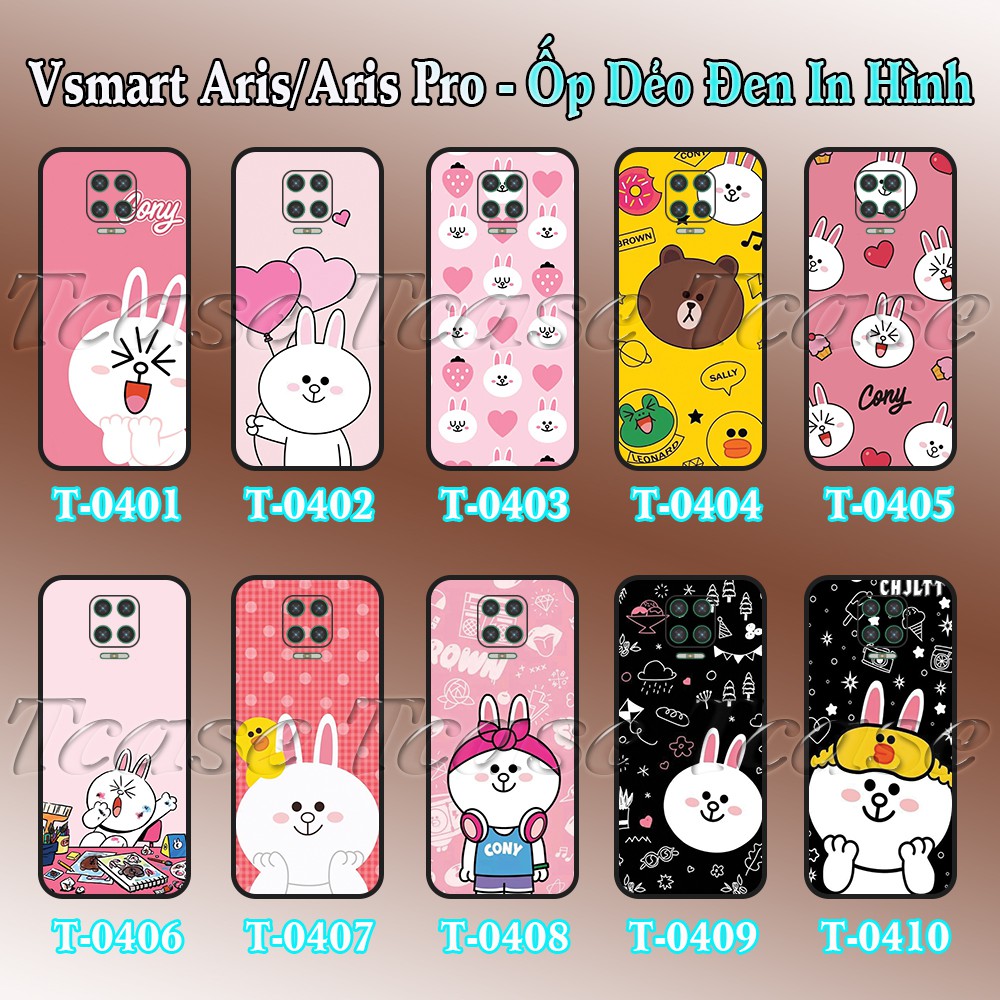 Ốp lưng Vsmart Aris/ Aris Pro dẻo đen in hình Thỏ Cony