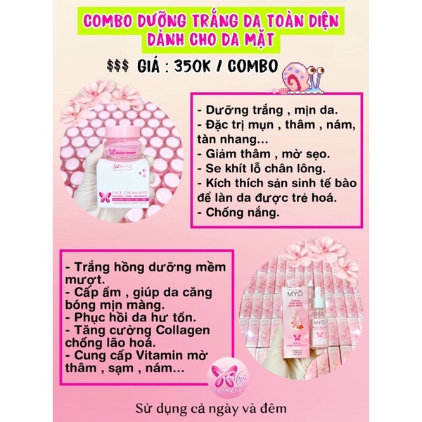 COMBO KEM FACE 2 TẦNG VÀ SERUM TINH CHẤT BƯỞI HỒNG MYÔ