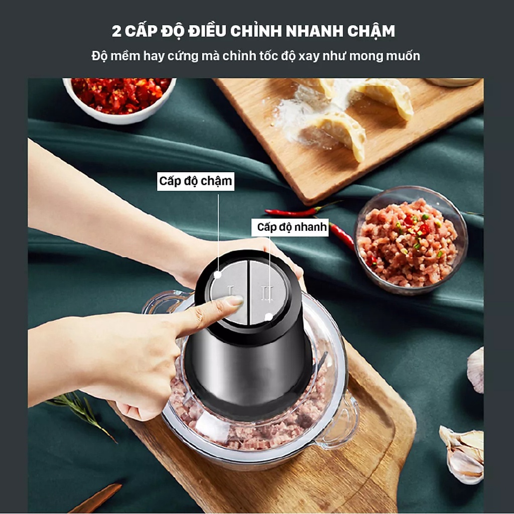 Máy xay rau, củ, quả, thịt 2L cối thủy tinh, máy xay nhỏ gọn tiện lợi Nhập khẩu Đức