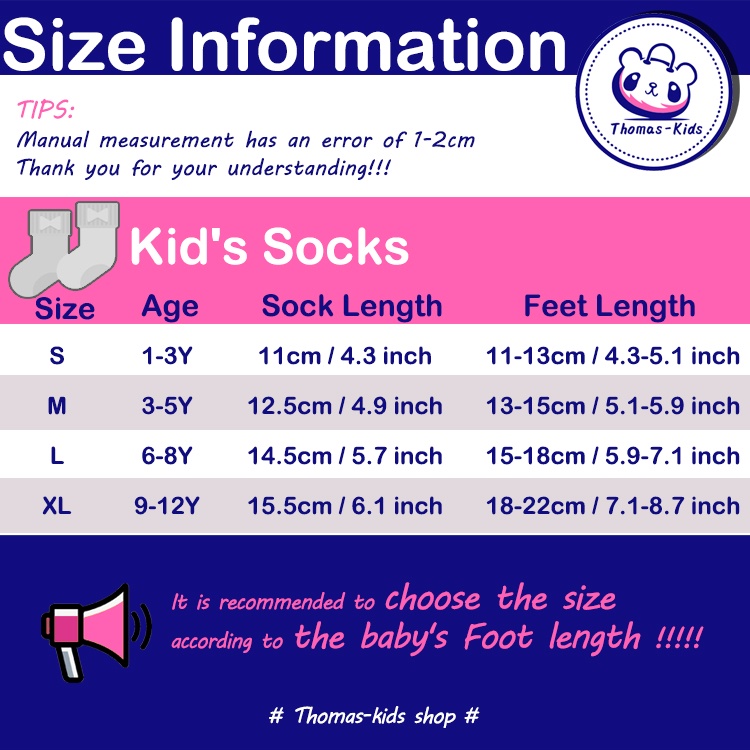[THOMAS KIDS] 5 cặp 1-12 Yrs Vớ trẻ em chất lượng cao Cotton Letter Number Thoải mái cho trẻ em mùa hè Vớ cho bé trai bán buôn có sẵn