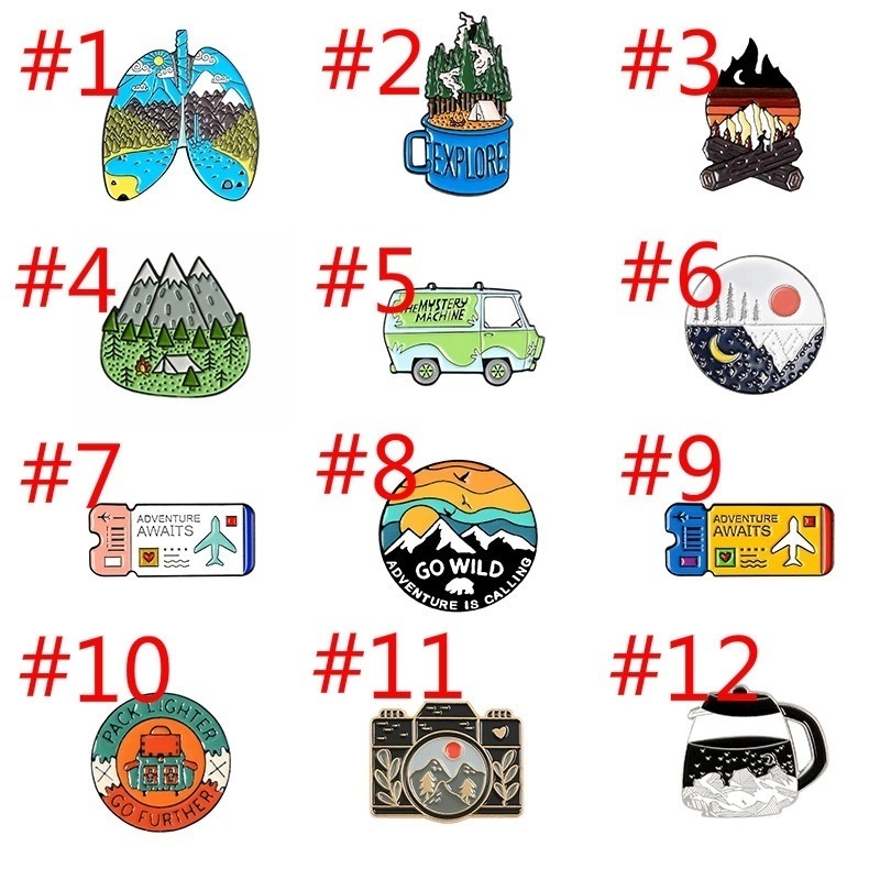 Ghim Cài Áo Hình Ngọn Núi Bầu Trời Đầy Sao Tráng Men Dùng Cho Các Chuyến Đi Cắm Trại / Leo Núi