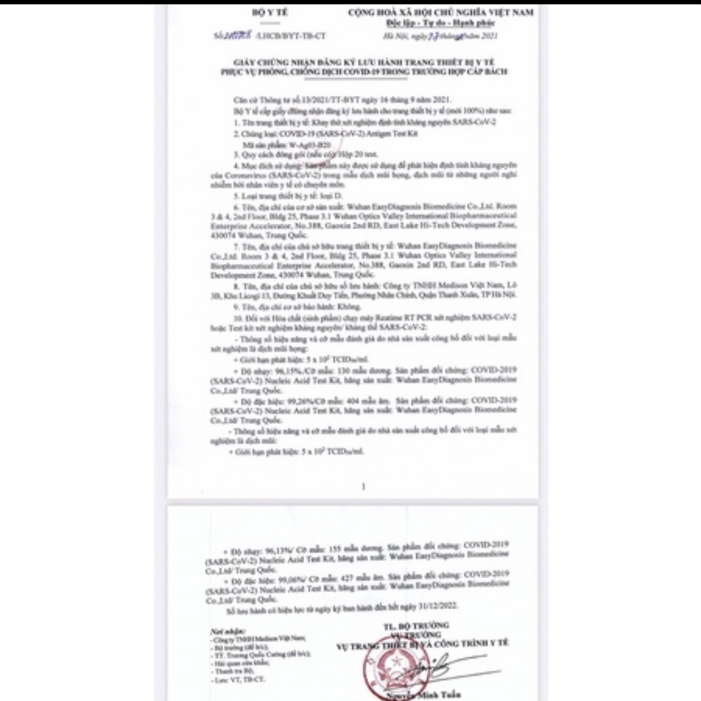 Bộ Kit Test Nhanh Covid Novel Coronavirus Jinwofu