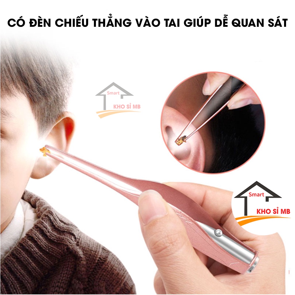 Bộ lấy ráy tai có đèn, ngoáy ráy tai cho trẻ kèm pin kho sỉ mb