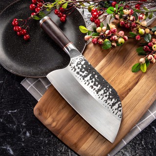 Dao bếp thái chopper bản rộng không rỉ xịn,mặt dao dập hoa văn nghệ thuật,sắc bền-TOPCOMSHOP hàng chính hãng-GDT126