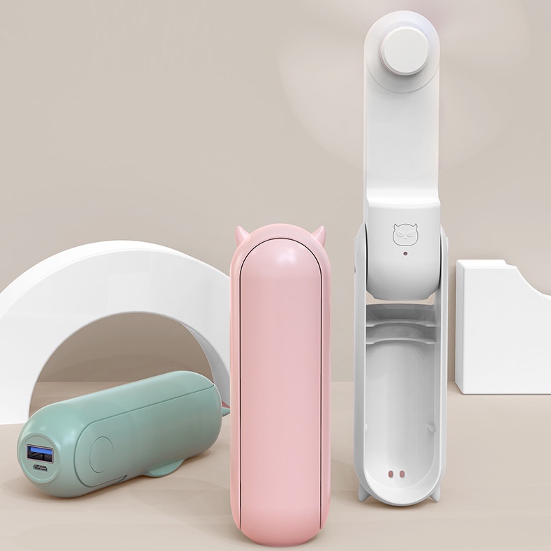 Quạt tích điện cầm tay mini, kiêm sạc dự phòng Chuby Shop
