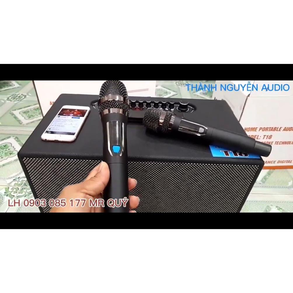 Loa T16, Loa Xách Tay Du Lịch, Kèm 2 Micro Không Dây Kim Loại, Công Suất Lớn