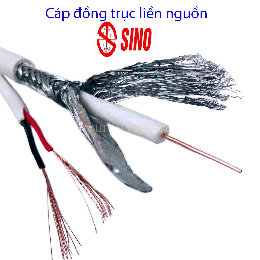 Dây cáp đồng trục liền nguồn SINO có bọc bạc chống nhiễu, sợi bạc khử sóng từ chuyên dụng cho Camera