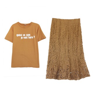 Set áo phông + chân váy ren(hàng Quảng Châu)