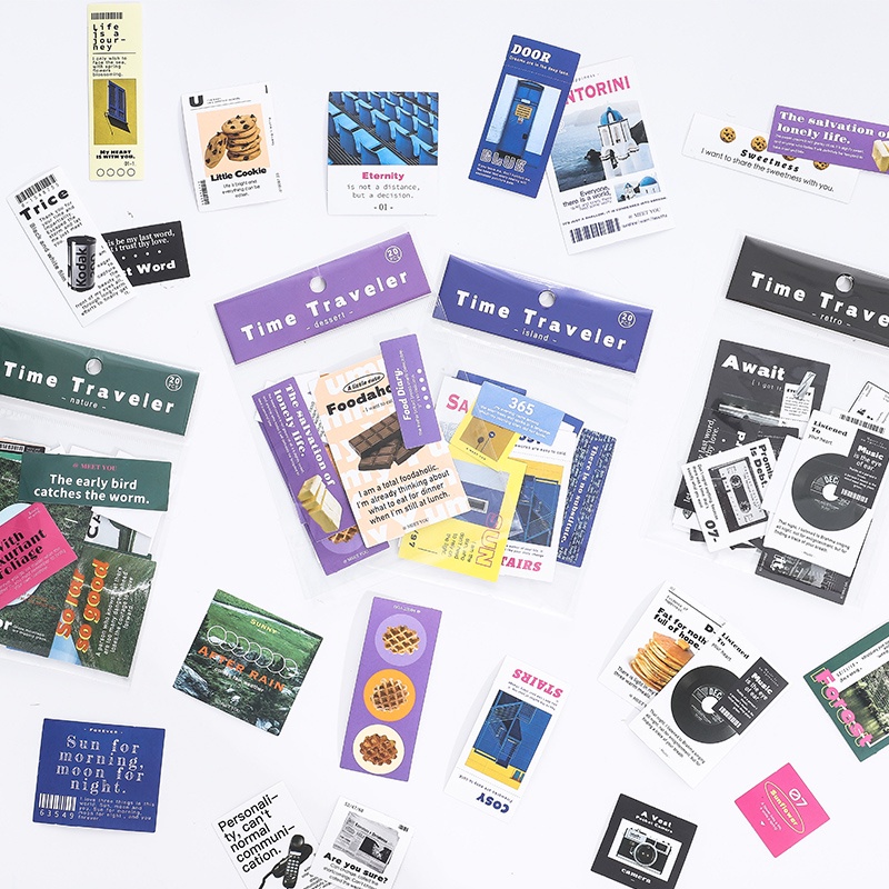 Bộ 20 tờ nhãn dán trang trí sổ tay sáng tạo phong cách Hàn Quốc