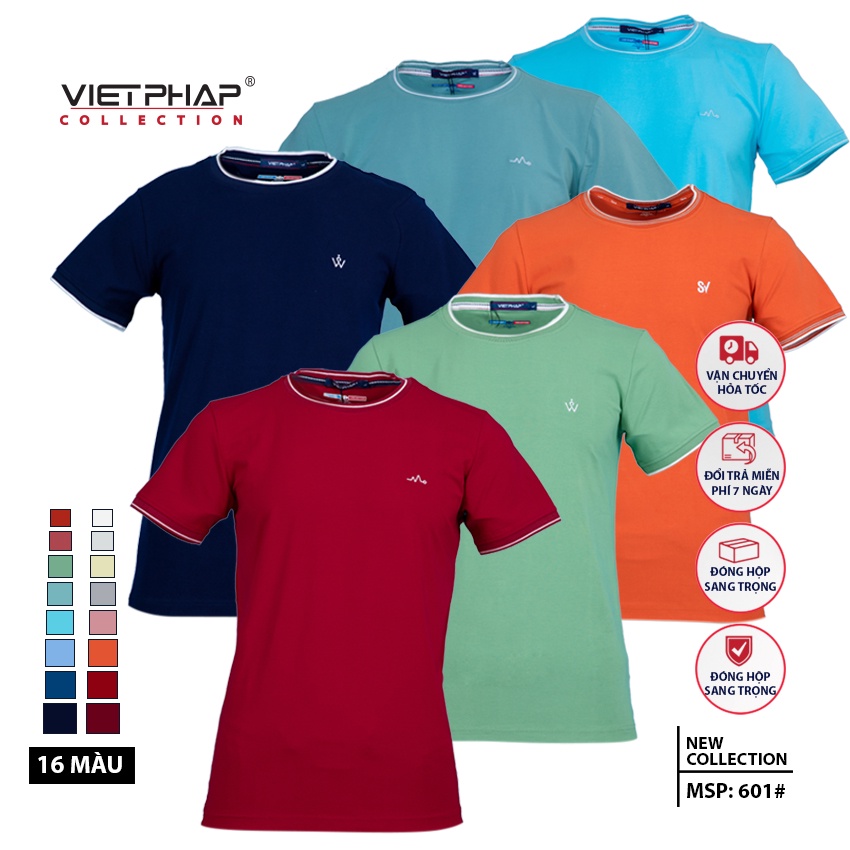(ƯU ĐÃI GIÁ SỐC) Áo Thun Trơn Nam Tay Ngắn Cao Cấp 601 - HÀNG CHÍNH HÃNG Việt Pháp