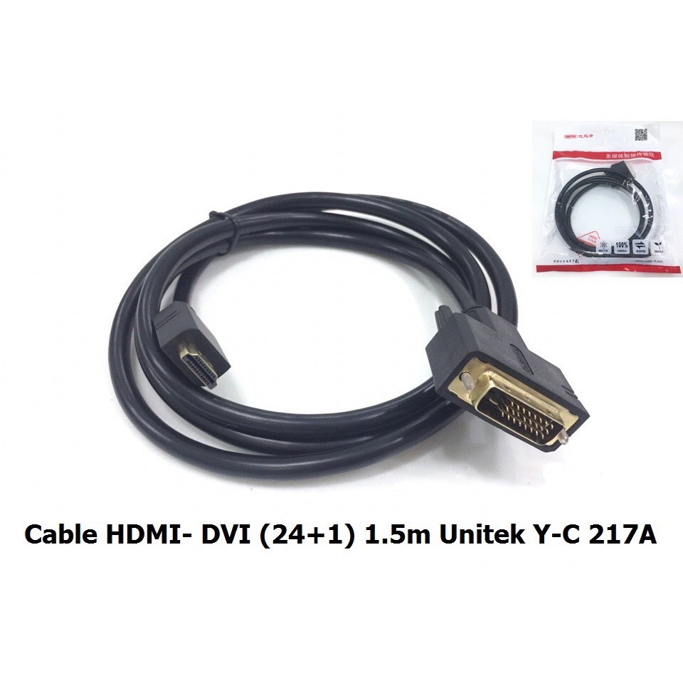 Cáp chuyển đổi từ máy tính cổng HDMI sang màn hình máy tính cổng DVI D 24-1 kim dài 1.5m YC 217A, 5m YC 220A