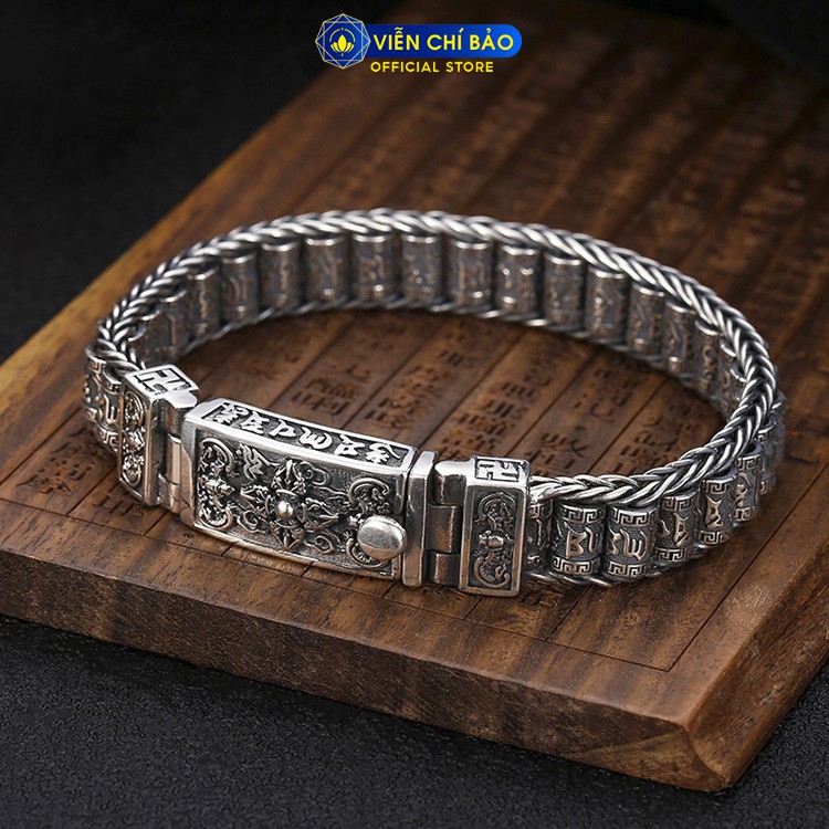 Lắc tay bạc nam chùy kim cang mặt vuông chất liệu bạc Thái 925 thương hiệu Viễn Chí Bảo L100621
