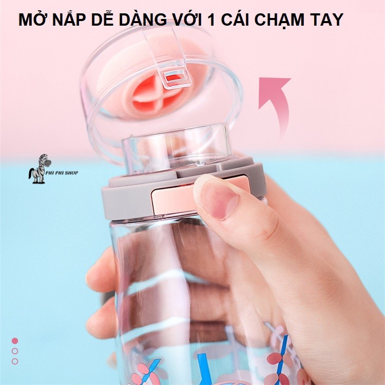 Bình nước nhựa tritan Lock&Lock 500ml có tay xách, khóa chốt kín nước. .ABF687.