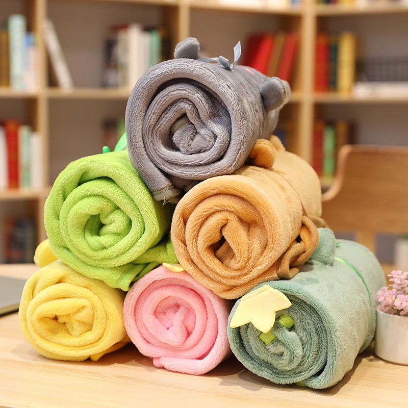 Chăn lông tuyết văn phòng chăn hè cho bé lông mềm mịn nhiều hình dễ thương kích thước 100cm x 80cm MiibooShi TB255222H