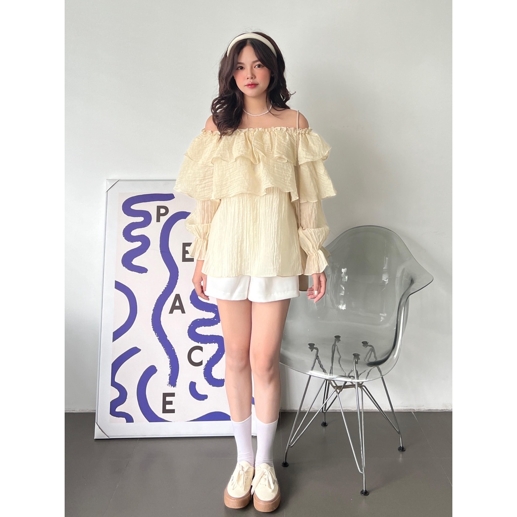Sunny blouse - Áo trễ vai bèo hai tầng