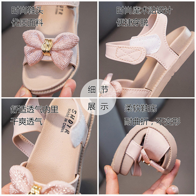 ⚡COD⚡sandal bé gái Giày công chúa đính nơ đế mềm mại thiết kế hở ngón thời trang đi biển cho bé gái- Sandal bé Gái