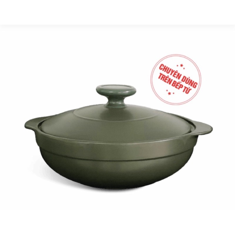 Nồi dưỡng sinh Luna 0.35L 0.55L 1L nắp bếp từ HealthyCook Xanh rêu