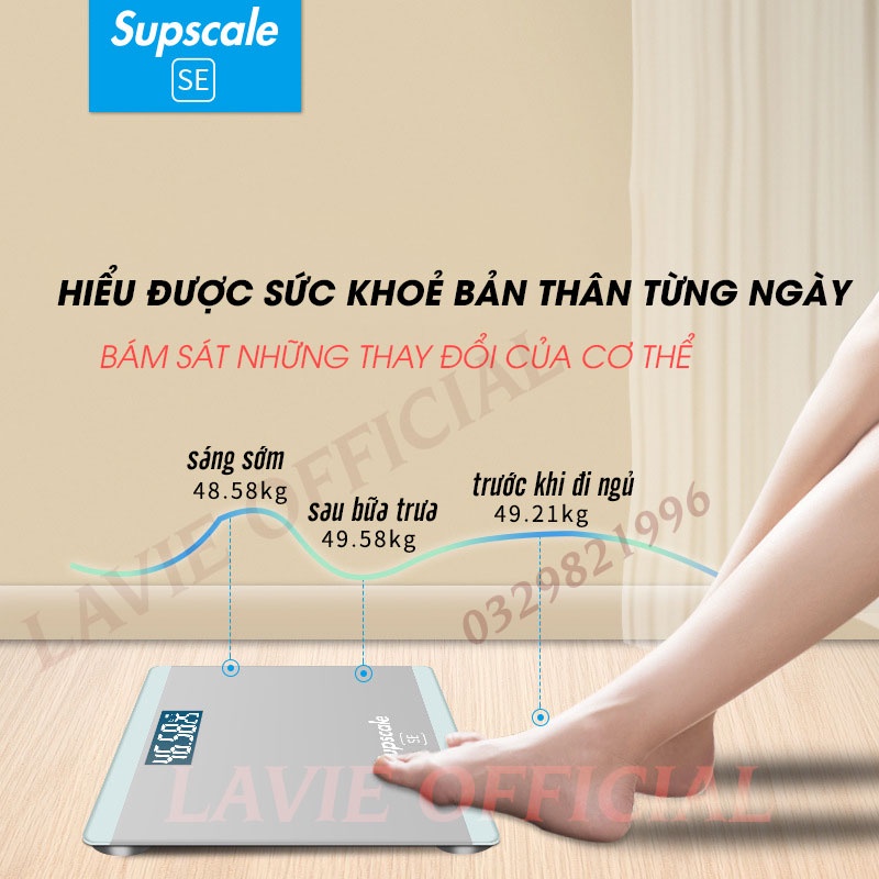 Cân Sức Khỏe Gia Đình Cân Điện Tử Siêu Chính Xác Mặt Kính Cường Lực, Màn Hình LCD Cao Cấp Chịu Tải 180kg