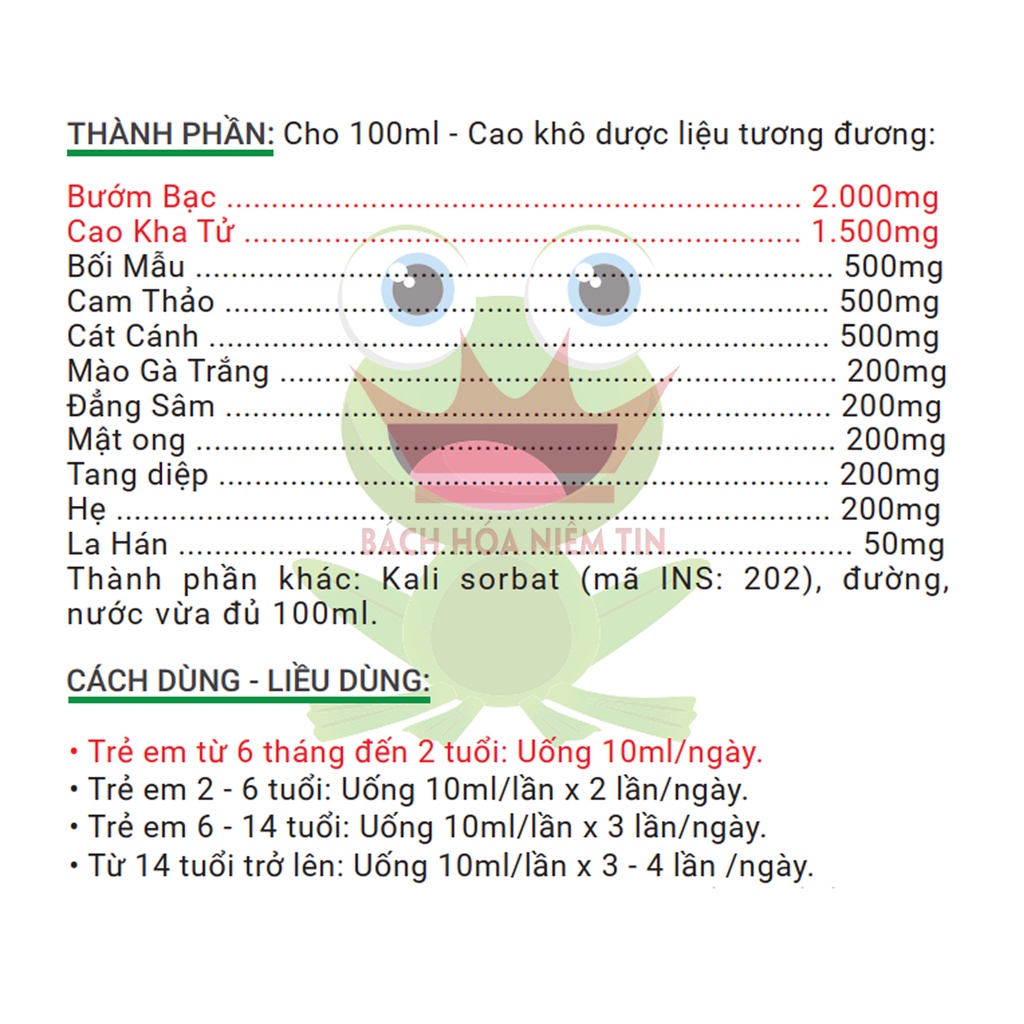 SIRO HO LP cho trẻ nhỏ từ 6 tháng tuổi - Giảm ho, giảm đờm, giảm ngứa họng, ho khản tiếng kéo dài hiệu quả - Hộp 20 gói