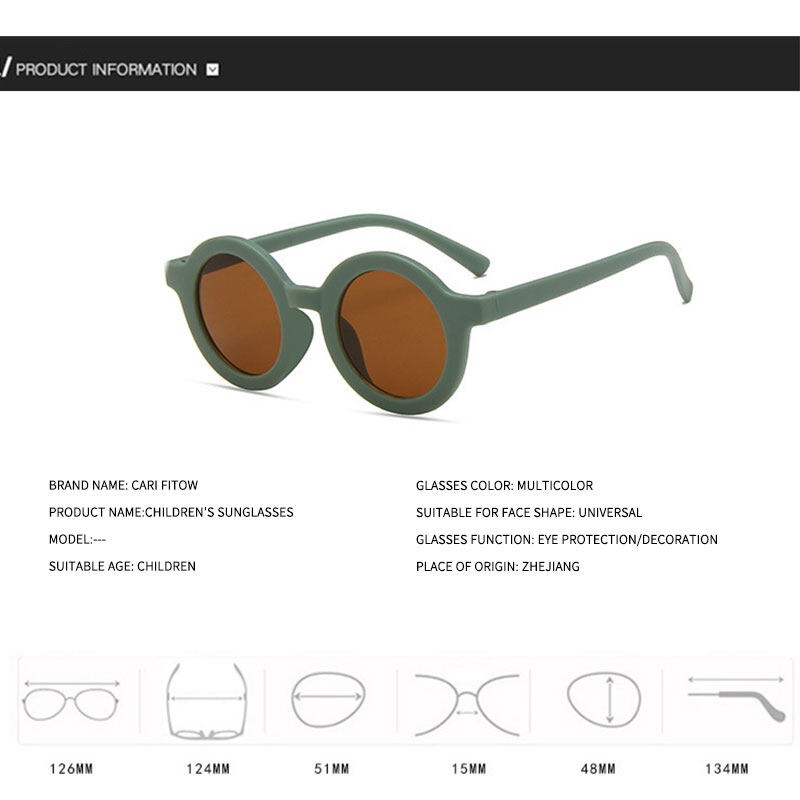 Kính Mát Gọng Tròn Họa Tiết Hoạt Hình Đáng Yêu Cho Bé Gái