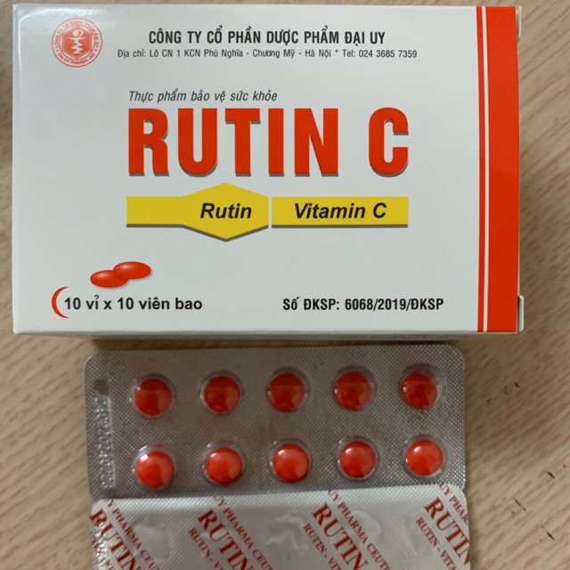 Rutin C hộp 100 viên nén - Bổ sung Vitamin C và rutin giúp tăng tính bền mạch máu, giảm chảy máu chân răng