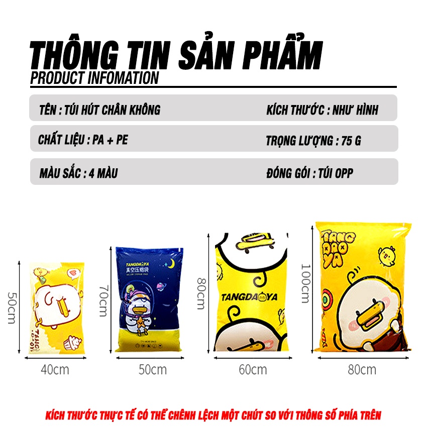 Túi Hút Chân Không Đựng Quần Áo, Chăn Gối, … Gọn Nhẹ, Chống Ẩm, Chống Nấm Mốc, Chông Côn Trùng , Tiết Kiệm Không Gian