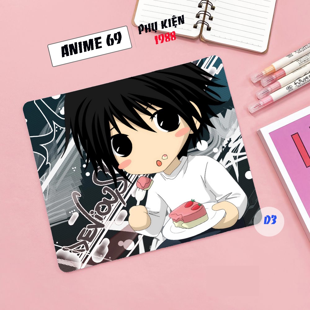 Lót chuột -death-note-  khổ 21x26x03 bo viền nhiễu mẫu