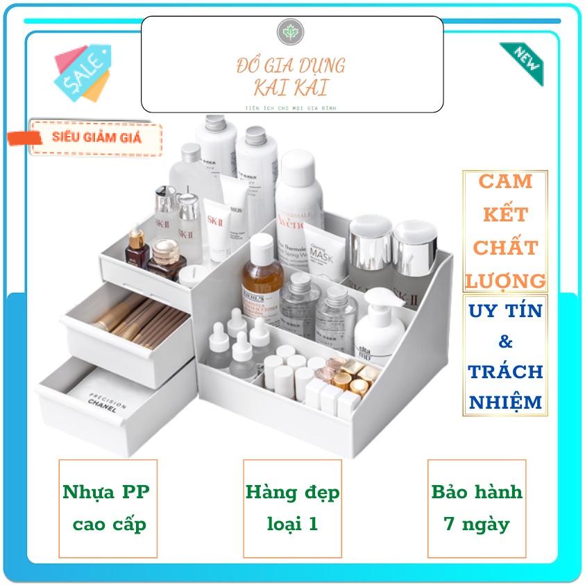 Kệ đựng mĩ phẩm cao cấp, đựng đồ văn phòng 2 ngăn kéo tiện ích, Hộp đựng trang sức, Kệ mỹ phẩm bằng nhựa PP siêu bền bỉ